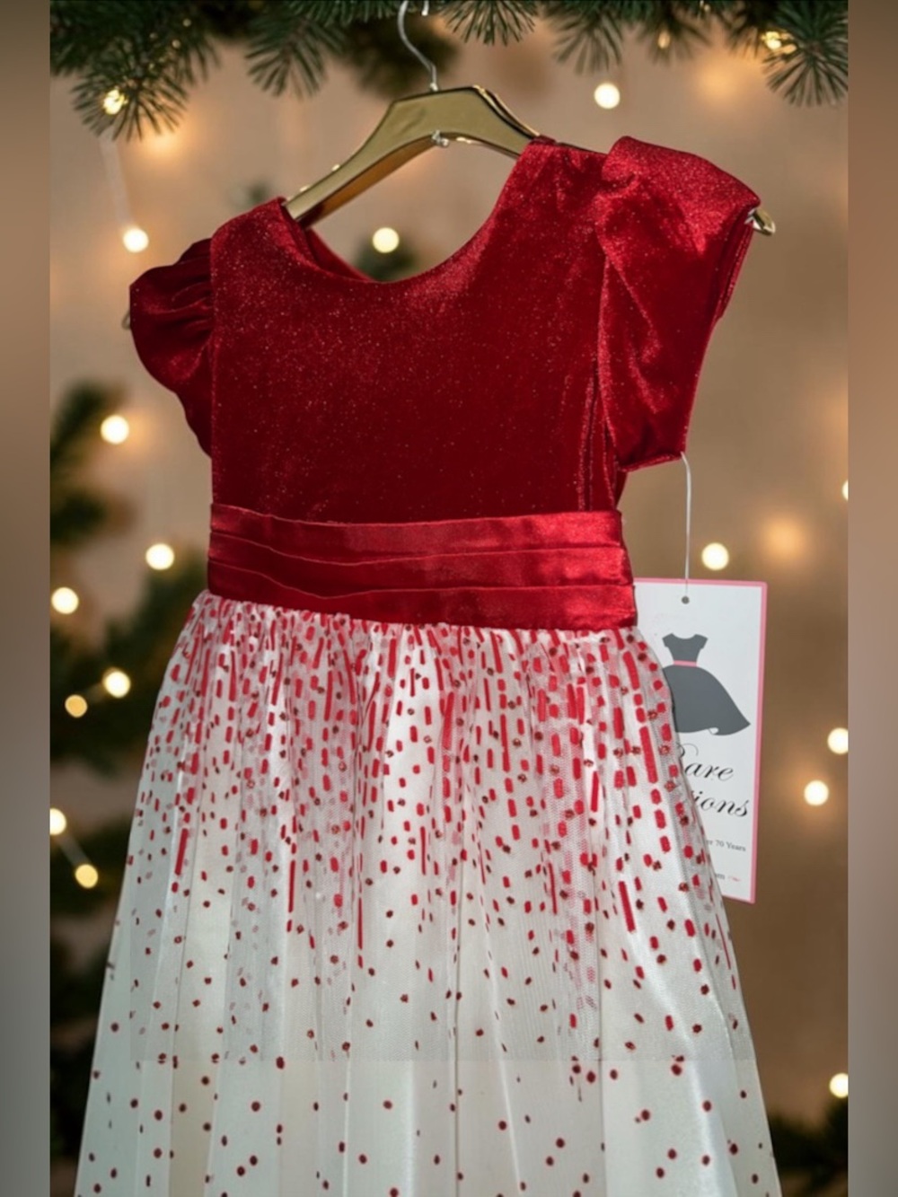 NWT Rare Editions Toddler Girl 2T Red White Holiday Event Party Dress